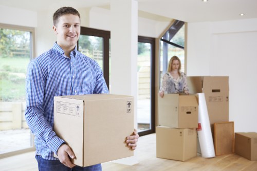 Packed boxes and furniture ready for transport during a local removal service