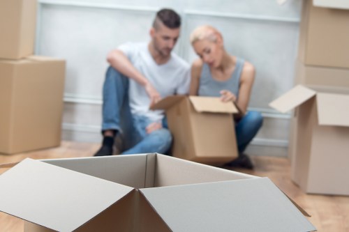 Prepared moving boxes and furniture for a local North Harrow removal